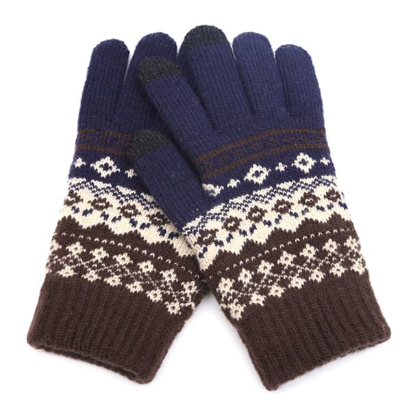 Vinter Touch Handsker Kvinder Mænd Varm Stretch Knitting Full Finge Navy blue