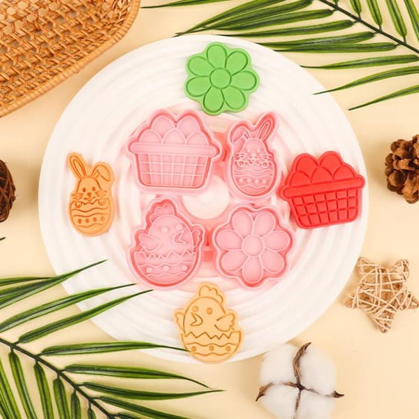 1/4 stk påske kjeksform plast kanin egg cookie kutter stempel 4Pcs