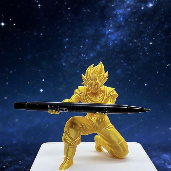 3D-printet kul Super Saiyan pennholderfigur skrivebordsstasjon Gold