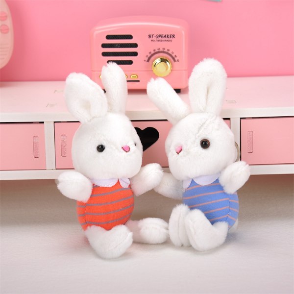 Cartoon Mini Plysj Fluffy Doll nøkkelring og Animal Soft Kawaii D Blue