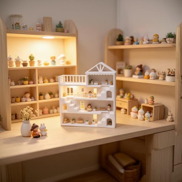 Hvid Ins Mini Dukkehus Display Hylde Mini Hus Scene Opbevaring