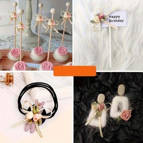 (10st/förpackning) 4,5 cm rosknopp rosett vit rosa 2 rosenrosetter presentförpackning 1