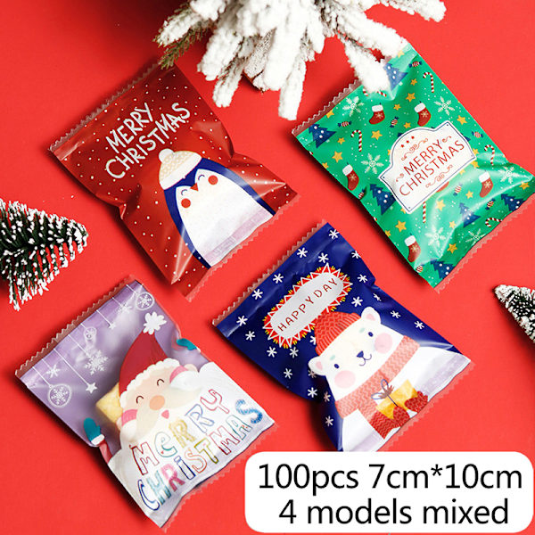 100 stk Santa Cookie Hot Seal poser til håndlavede Candy Nougat Bis B