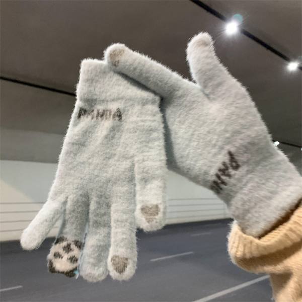 Ridhandskar Touch Five Fingers e Warm Thickened Cold Knitted A