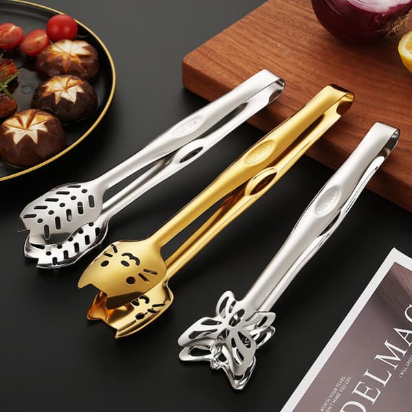 Serveringstang i rustfrit stål til grill og brød med katte-design Gold Cat