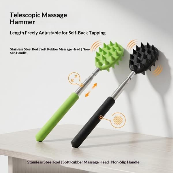 Teleskopisk rygmassagestok bløde silikonespidser udtrækkelig H A2