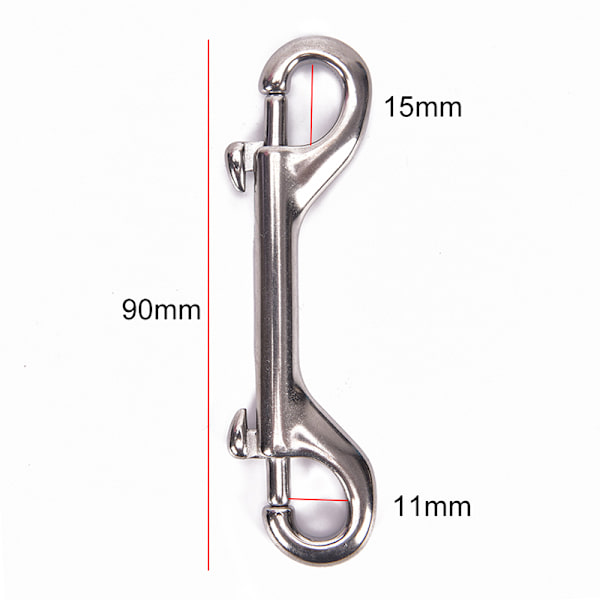 rustfrit stål dykning dobbeltendet krog snapbolt kit qu 90mm