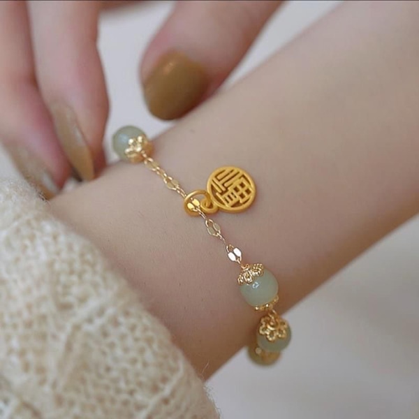 Fu Character Lucky Hetian Jade antikke armbånd