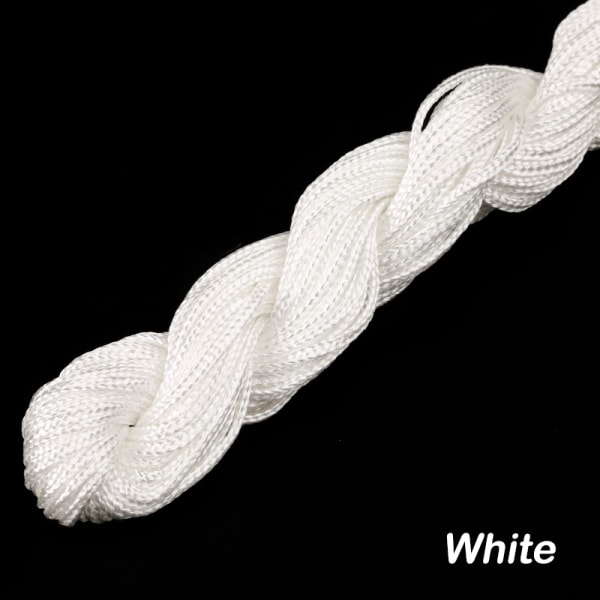 24 meter 1,0 mm Nylon Armband Flätad sträng DIY Tofsar B White