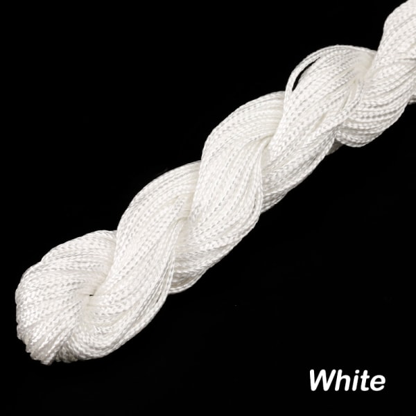 24 meter 1,0 mm nylonsnor armbånd flettet streng DIY dusker B White