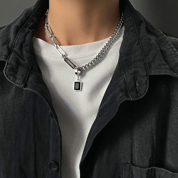 Creative Hip-hop Tide Brand Simple Black Square øredobber Pendan A2