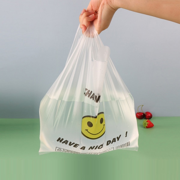 50 stk. plastikpose bære poser med håndtag Detail dagligvarer Sho 22x38cm