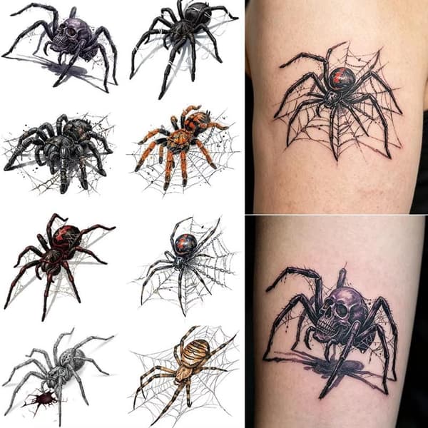 5 stk midlertidige klistremerker for Halloween kroppsdekor Edderkopp A6