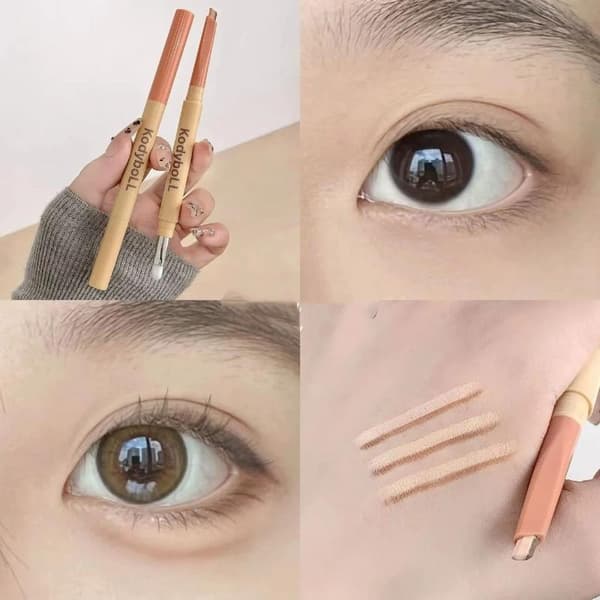 Tvåfärgad Matt Highlighter Ögonskuggspenna för Under Ögonen Nude Beige A2