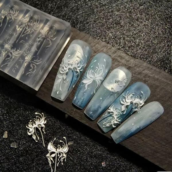 3D Lycoris Radiata Blomst Silikon Negler Kunstform Manikyr Utskjæring