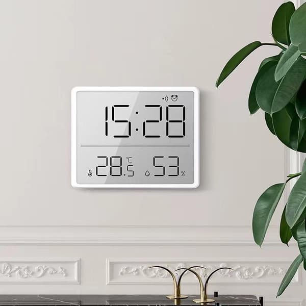 Ultratunn väckarklocka LCD digital temperatur- och luftfuktighetsklocka D A