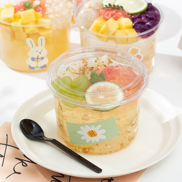 10 stk. klare plastik dessertkopper med låg Mini Mousse Is 230ML