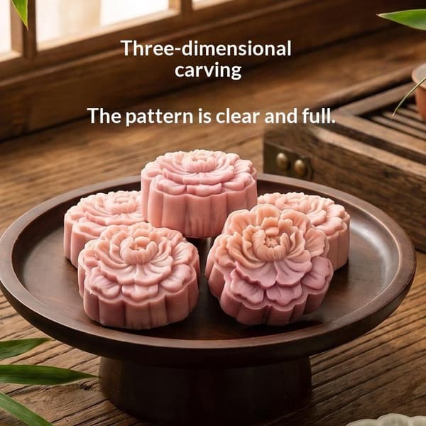 Månefest Rund Månekakeform 75g Peonblomstform 2