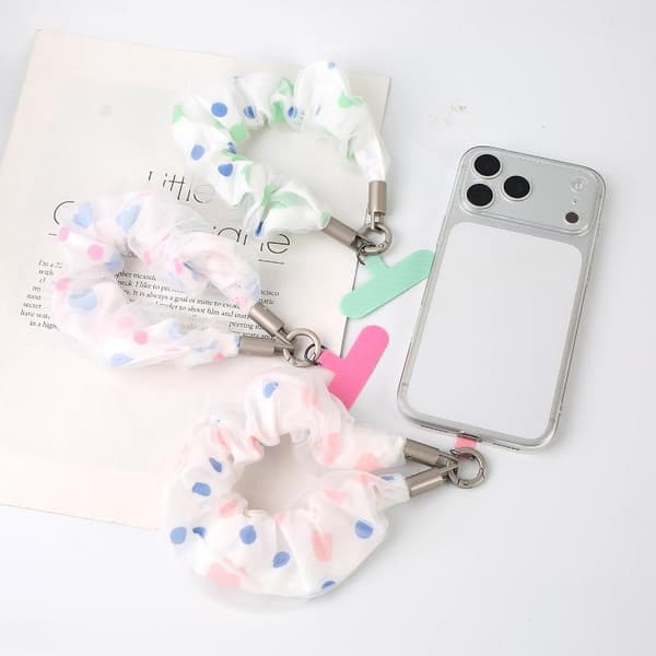 Kvinder Hjerte Prikket Scrunchies Telefon Snor Universal Telefon A3