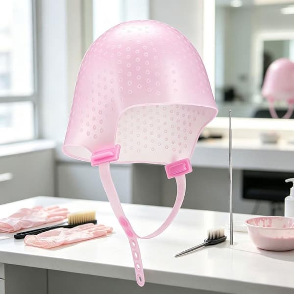 Justerbar silikone hår highlight hætte aftagelig rem træk ho Pink