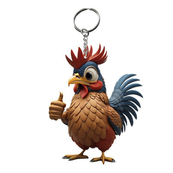 Cartoon Animal Chicken Rooster Series Pendant akryl nøkkelring A2