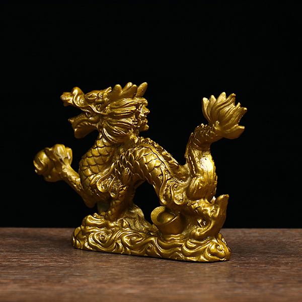 Good Lucky Dragon Zodiac Statue Gold Dragon Statue Animals Scu Green