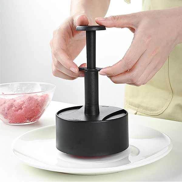 Manuell Hamburger Köttpress ABS Rund Non-stick Fylld Köttpaj Gray