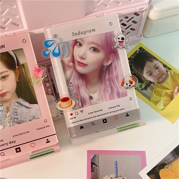 Fotokortshållare Ställ Idol Fotoramar i stilkort Pink