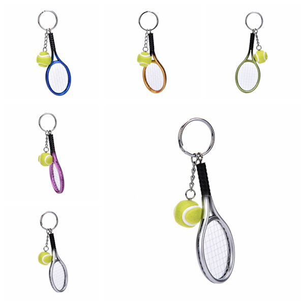 Fashion Metal Creative 3D tennisketchere Ball Nøglering Key Rin Silver