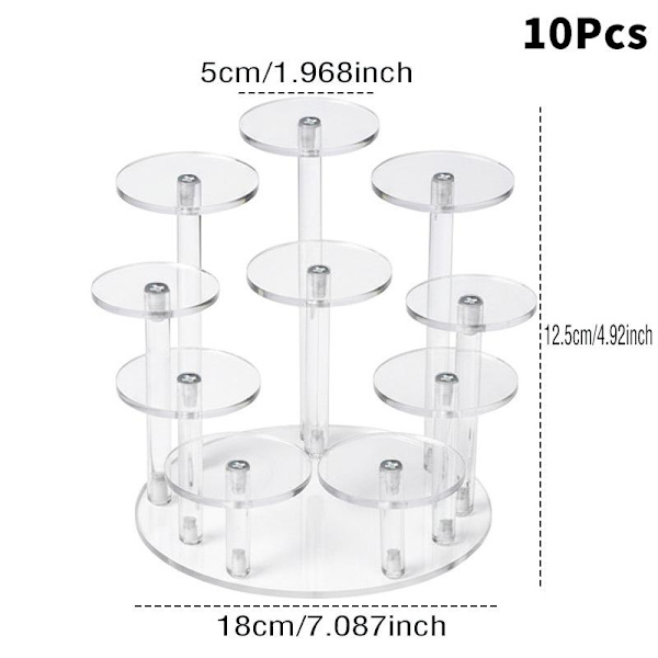 6/8/10-delt rund basedisplaystativ Transparent 10 bases