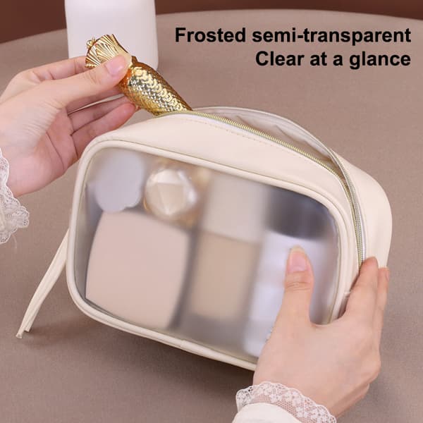 1 stk multifunksjonell halvtransparent sminkeveske for kosmetikkoppbevaring L