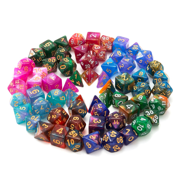 7 Stk Mix Terning Sæt Bærbart Legetøj Til Børn Polyhedral D4 D6 D8 D1 A2