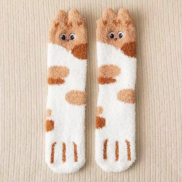 Kvinder Vinter Varme Fluffy Sokker Dyre Katte Sokker CoralFleece H A4