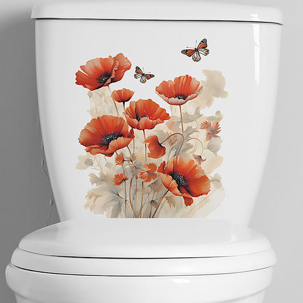 Badrum Toalett Stickers Modern Minimalistisk Blomster Mönster Själv