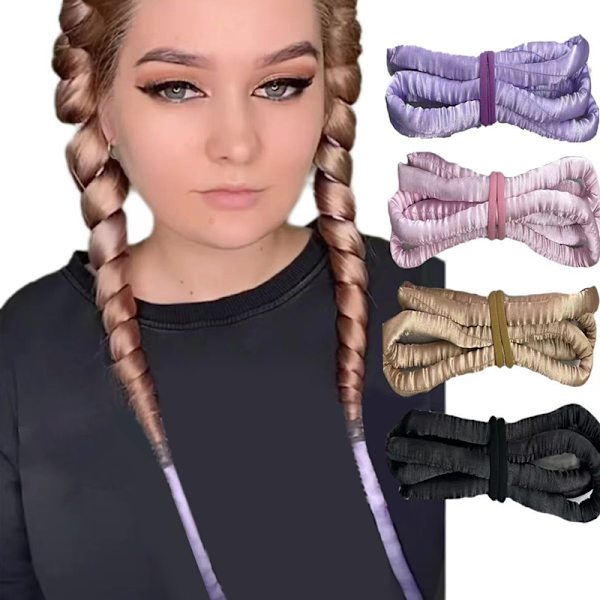 Heatless Curling Rod Pandebånd No Heat Curls Silkebånd Hår Ro D