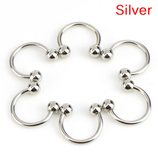 10 STK Rustfrit stål Horseshoe Bar Lip Næse Septum Øre Ring Silver 8mm