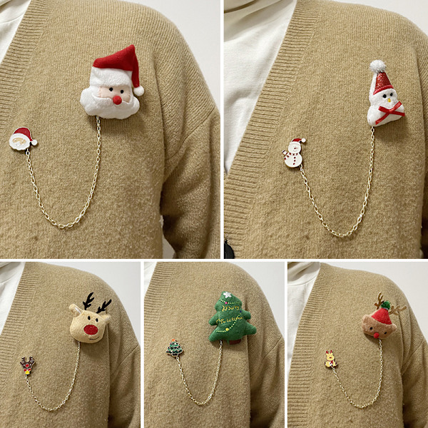 Plush Julgran Snögubbe Rådjur Dock Broch Emalj Alla A4