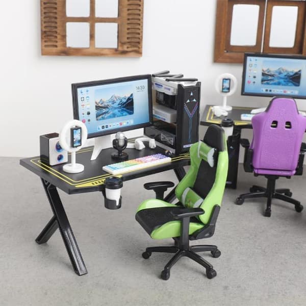 Mini Gaming Stol Modell Dockhus Roterbar Fåtölj Miniatyr Orange