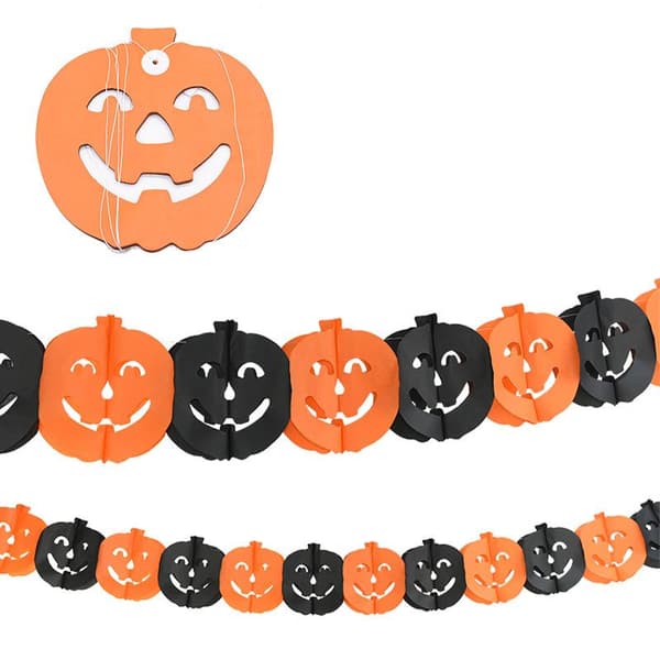 Halloween Papirbanner Edderkopp Gresskar Spøkelse Flaggermus Papirkjede Hal A3