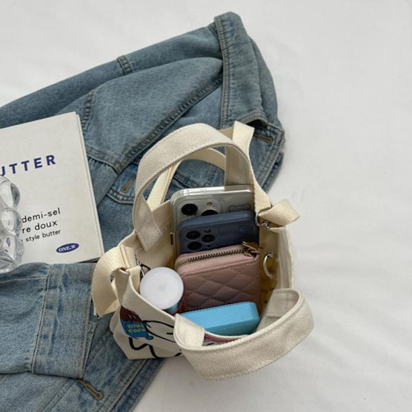Lerretsveske utskrift Letter Tote Bag Fasjonable Print Messenger White