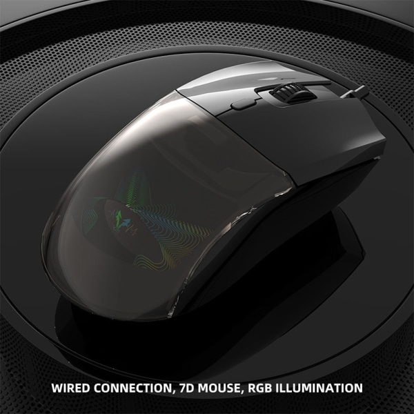 RGB Transparent Gaming E-sports USB langallinen valinnainen hiiri 7 Keys Black