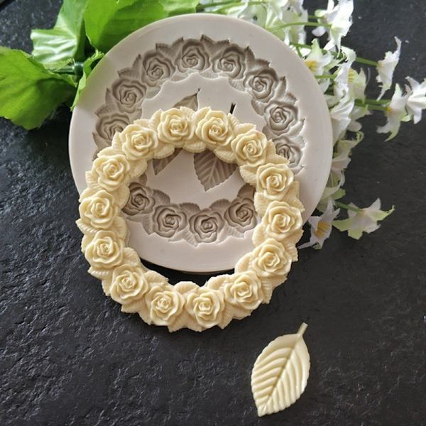 1PC Rosette Blad Silikonform Tårta Diy Chokladform Socker Gray