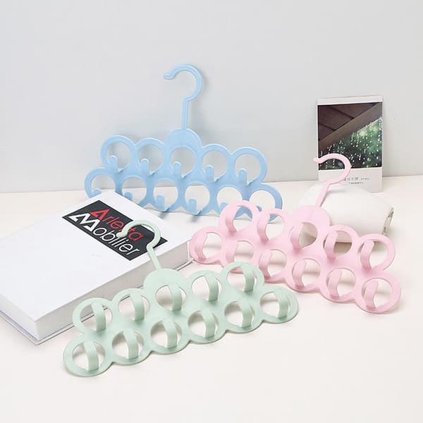 11 hull Klær Slips Belte Skjerf Sjal Henger Display Organizer H Light blue
