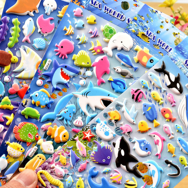 Shark Dolphin Fish Stereo Bubble Sticker Dagbog Sticker Decor St