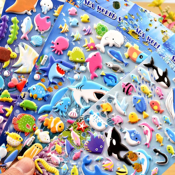 Shark Dolphin Fish Stereo Bubble Sticker Dagbok Sticker Decor St