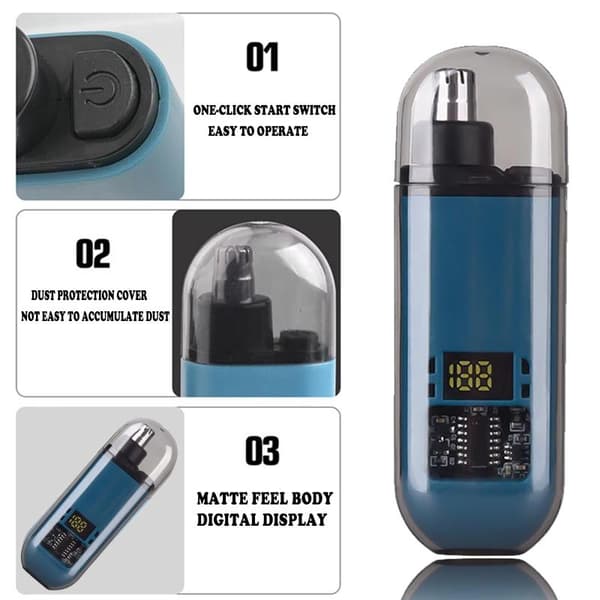 1 sett USB oppladbar nese- og ørehårtrimmer for menn Mini E A3