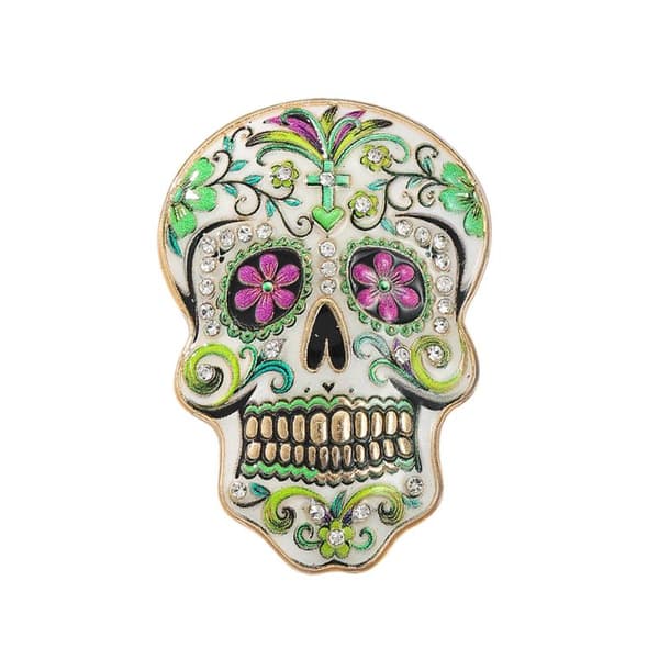 Farverige Blomster Sukkerkranie Broche Glitrende Rhinestone Accenter A3
