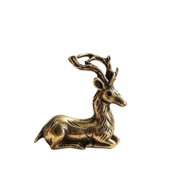 Retro Bronse Sika Hjort Ornamenter Mikro Landskap Skrivebord Antikk