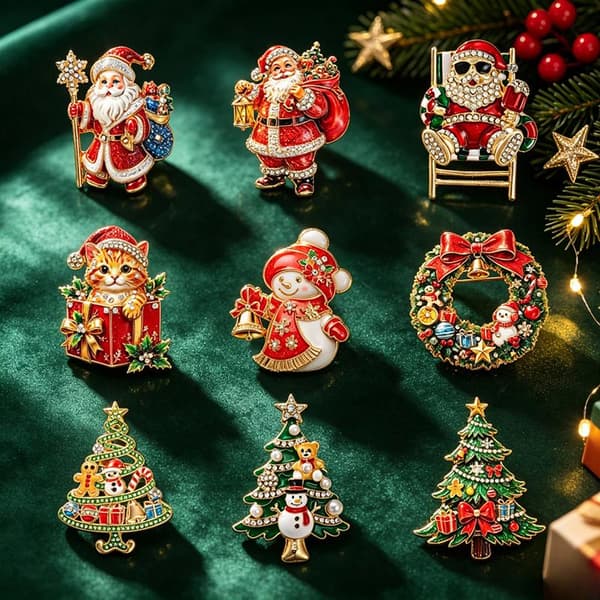 Juletema Broche Glitrende Rhinestone Til Feriebrug Chr A19