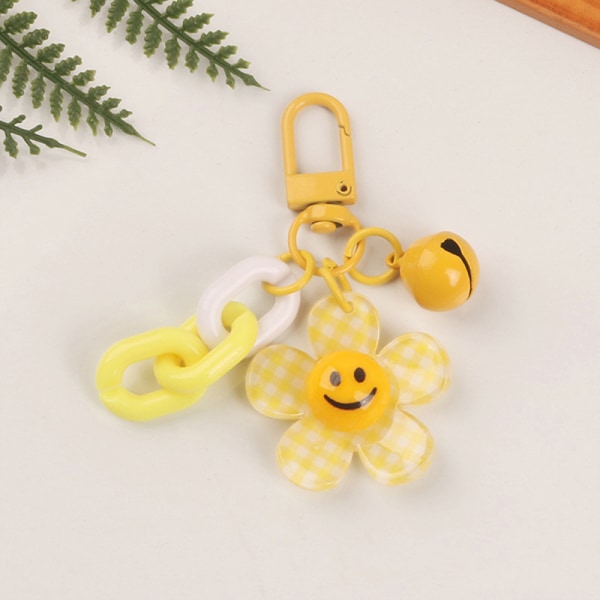 1Pc Fargerik e Smiley Face Flower Key Chain For Women Ryggsekk Yellow
